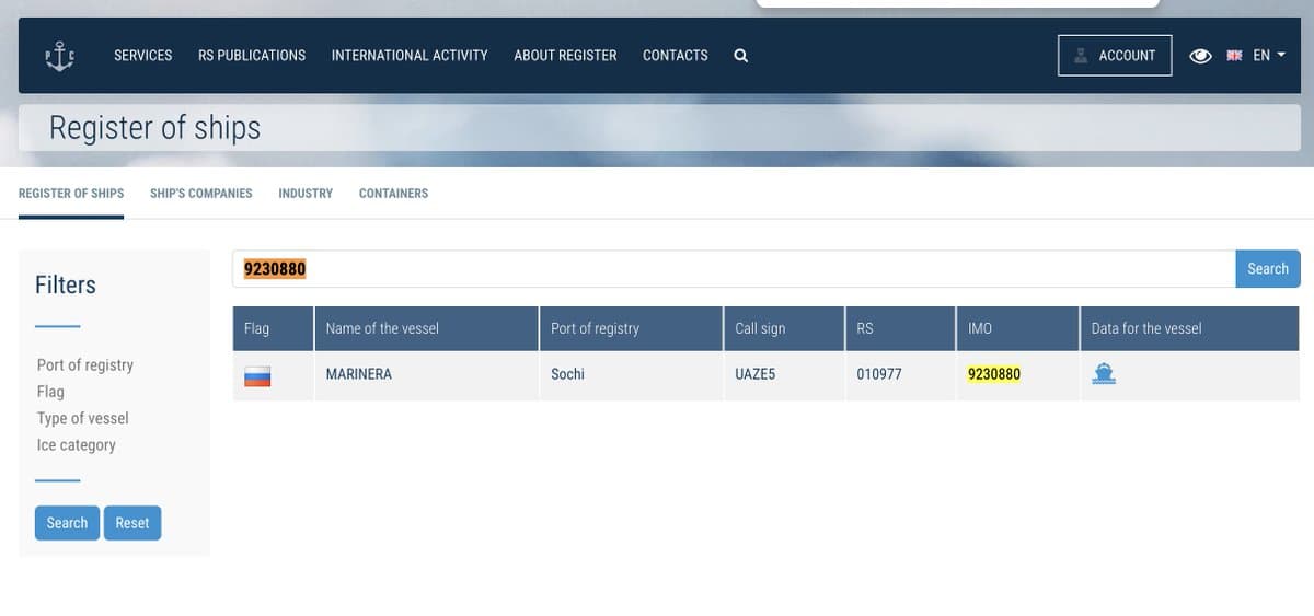 Runaway tanker BELLA 1 rebrands as MARINERA in Russia’s registry