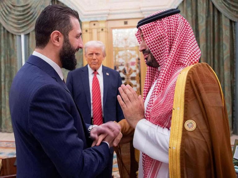 Former Al-Qaeda and ISIS-linked Syrian President Ahmad al-Sharaa meets Trump