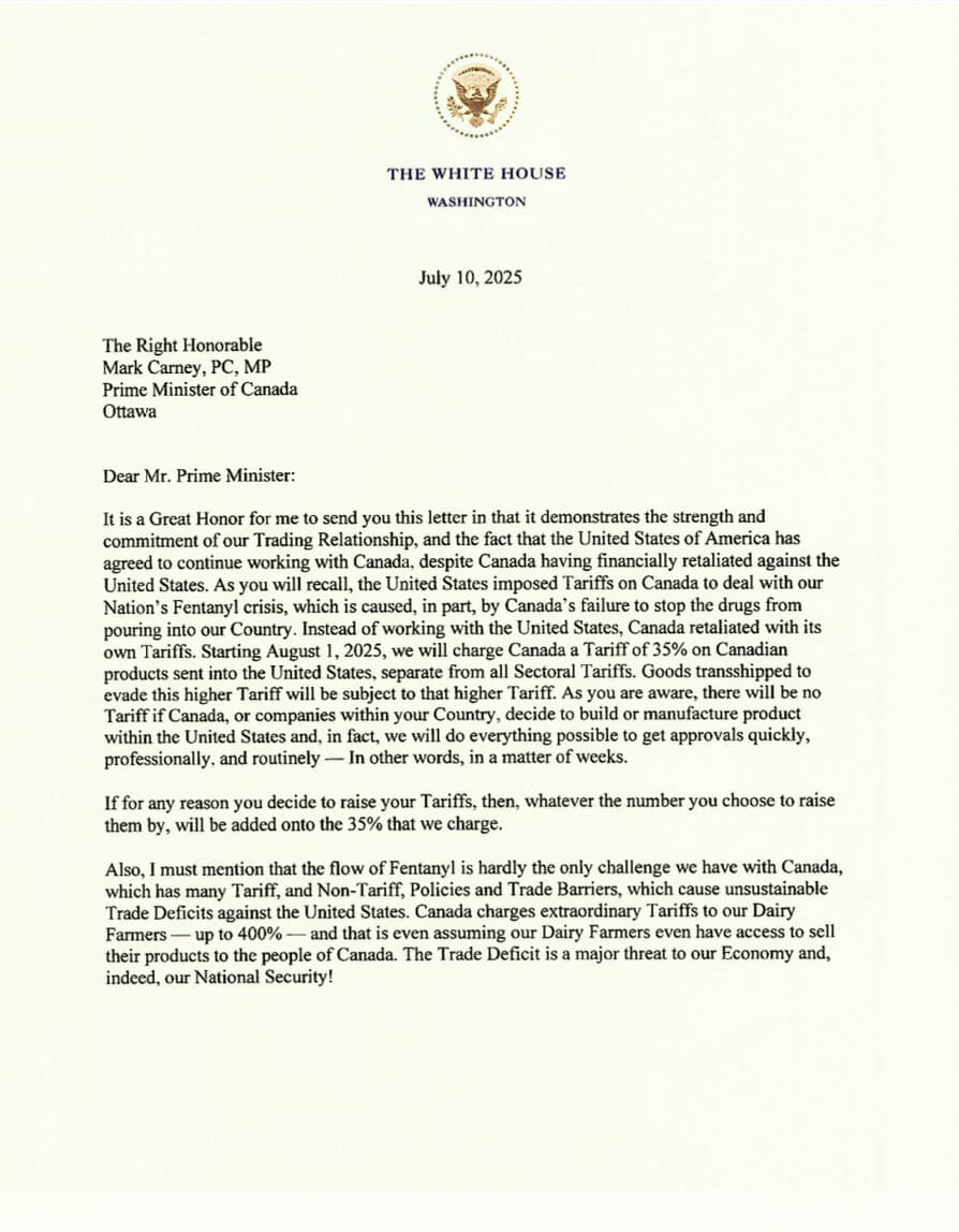 Trump's 35 Percent Tariff Threats Will Devastate Canadian Workers and Communities