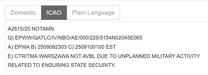 Warsaw Airport Shuts Down Due to Unplanned Military Activity