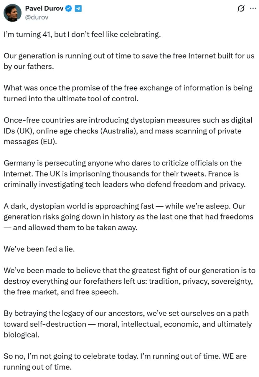 Telegram founder claims Germany is persecuting online critics