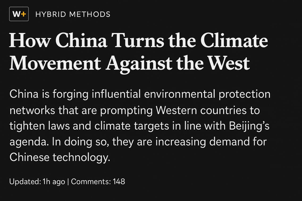 China influences Western countries to tighten environmental laws