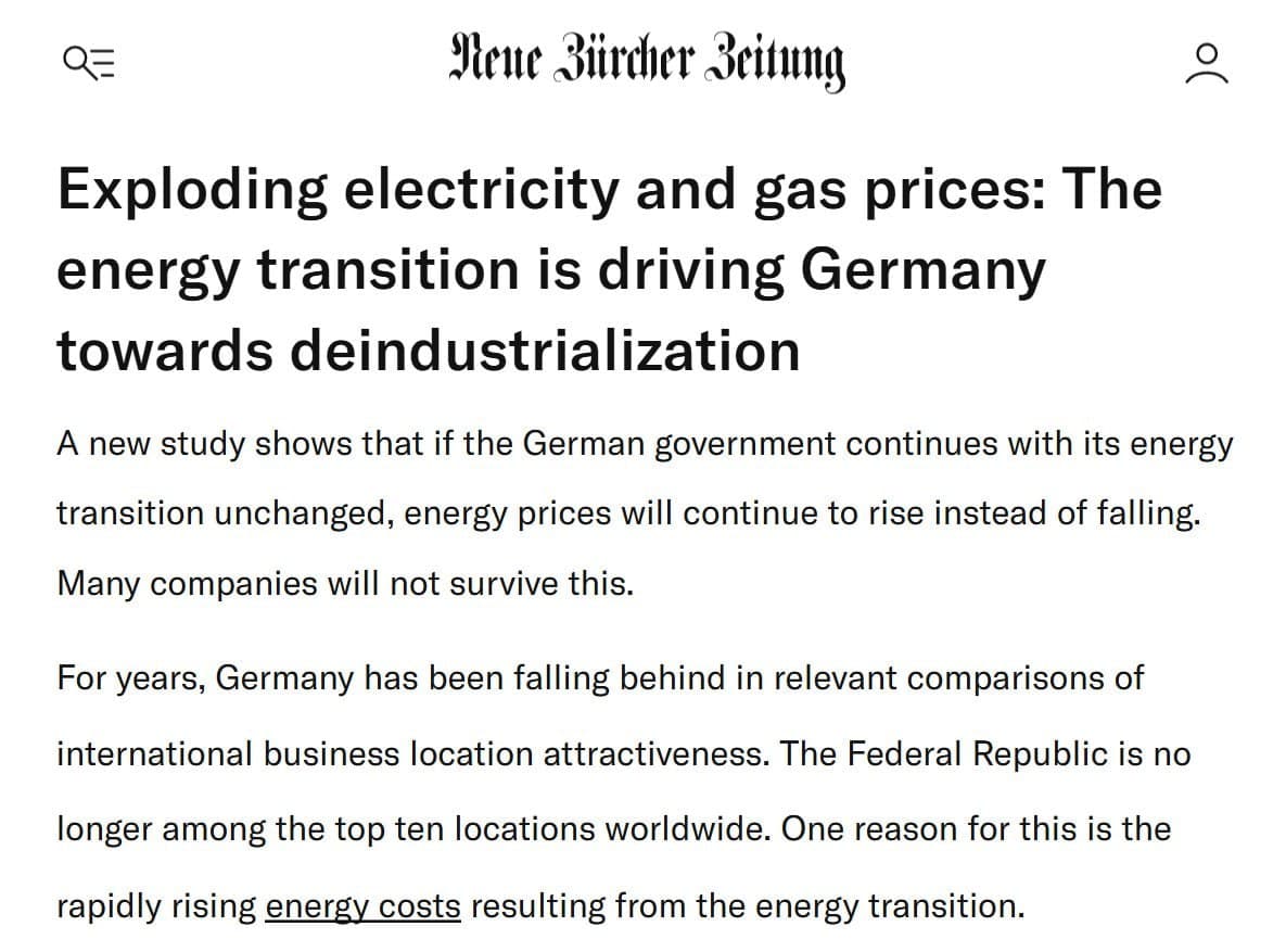 Exploding electricity and gas prices drive Germany towards deindustrialization