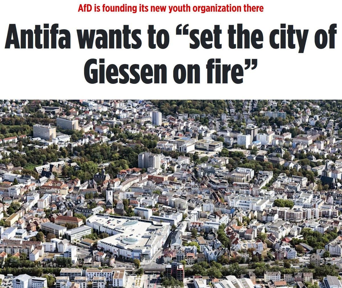 Antifa announces massive riots in Giessen as AfD plans youth organization