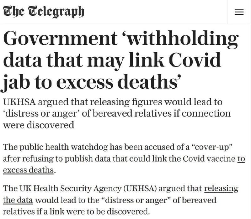 British government withholds data linking Covid jab to excess deaths