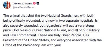 Trump confirms two National Guardsmen in critical condition after shooting