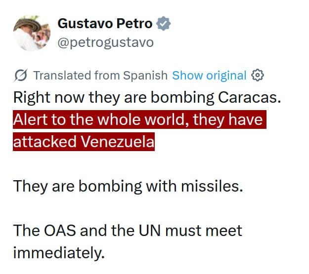 Colombian President alerts world to attack on Venezuela