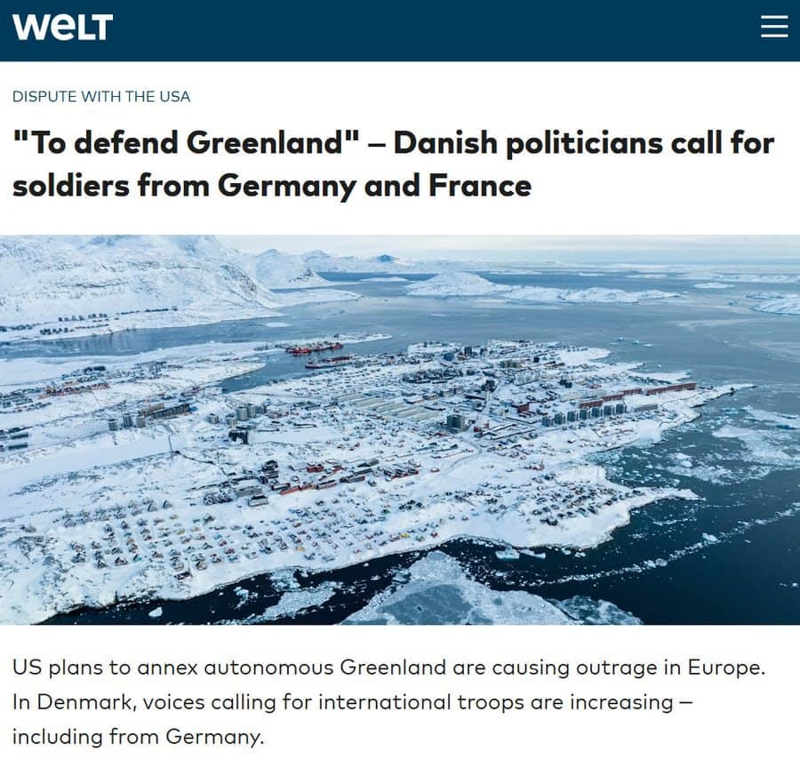 Danish politicians call for German and French troops to defend Greenland