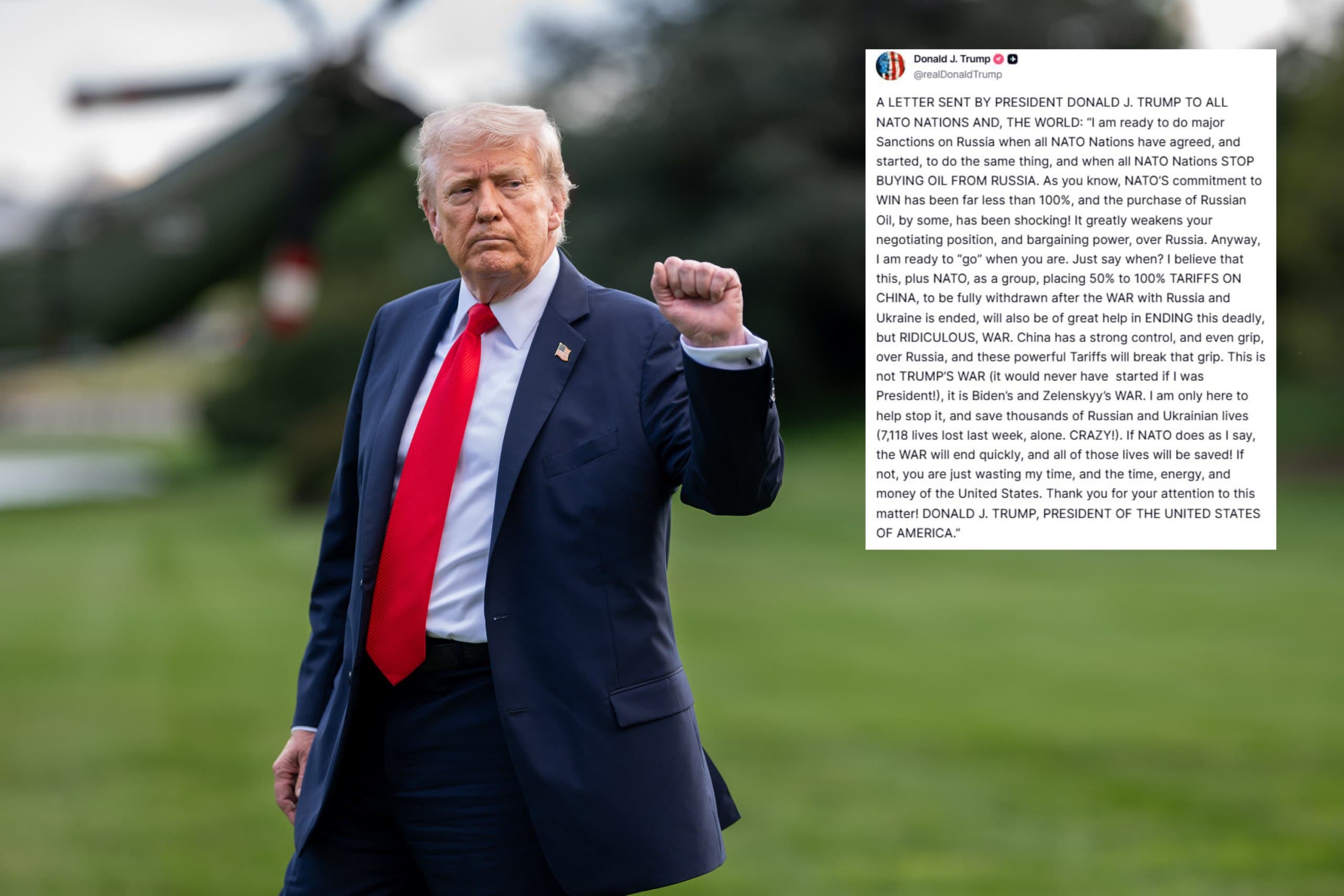 Trump Calls for NATO Unity to Sanction Russia and End War