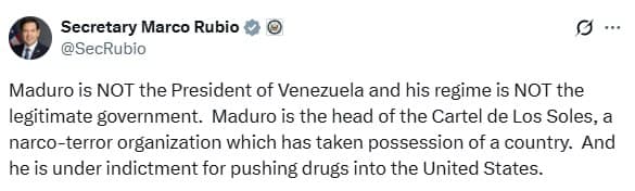 Marco Rubio Declares Maduro a Narco-Terror Leader, Undermining Venezuela's Legitimacy