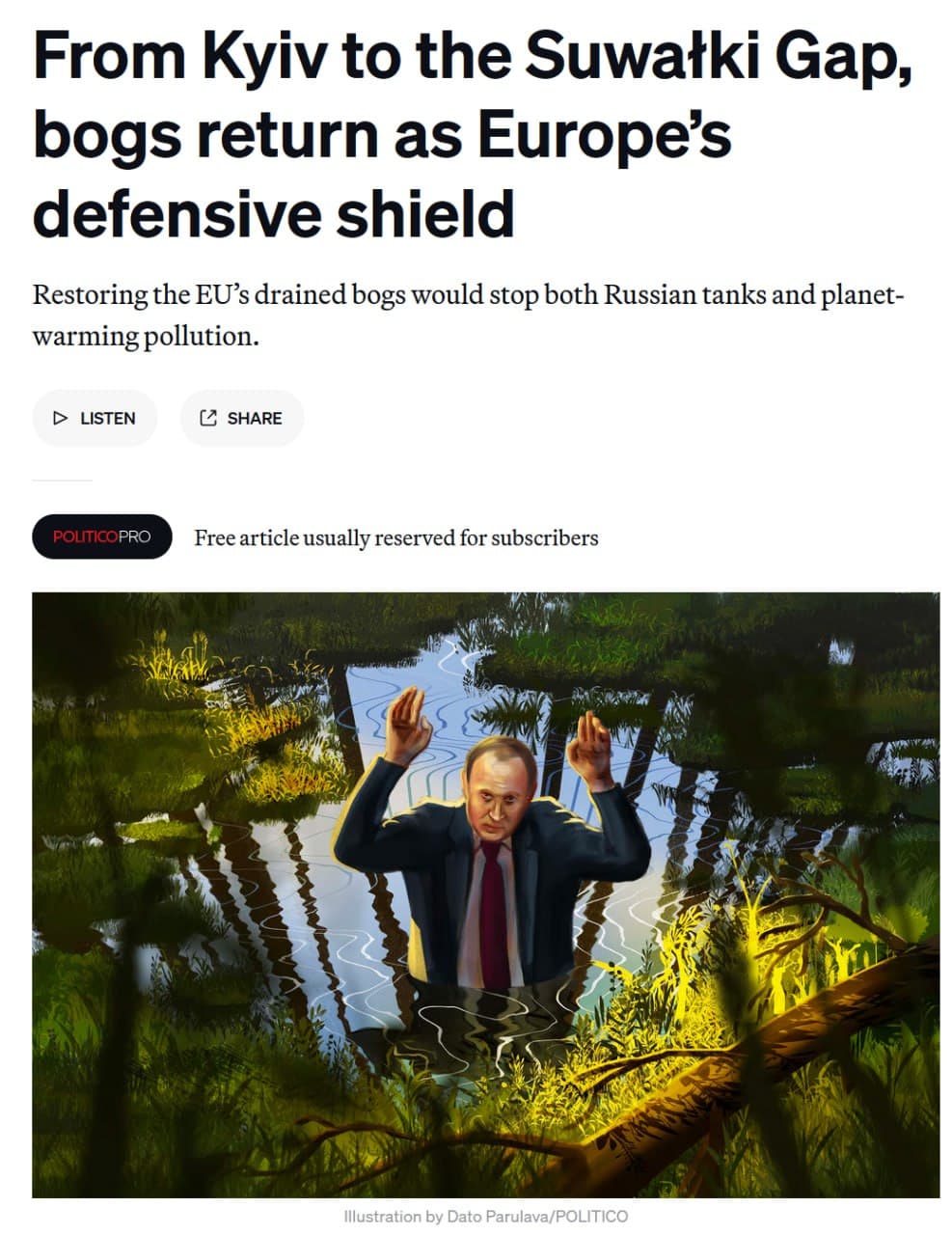 EU Plans Drastic Swamp Revival to Bolster Defense Against Russia