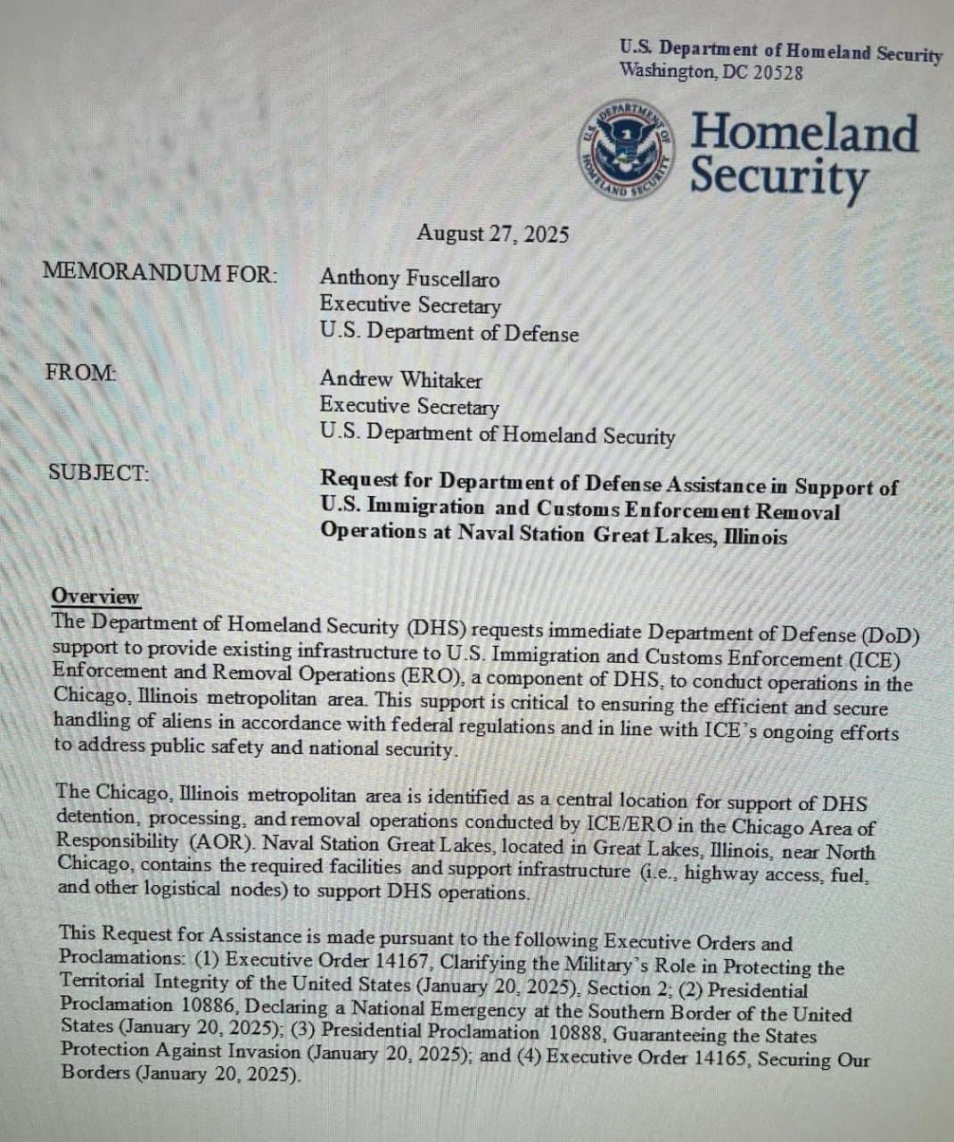 Military Team Deploys to Chicago for Critical ICE Operations