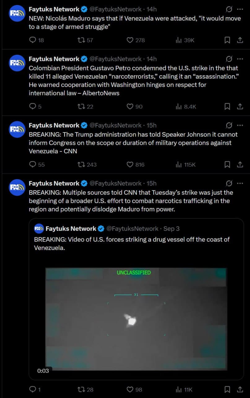 U.S. Strikes Venezuela Target Narcoterrorists, Escalates Tensions