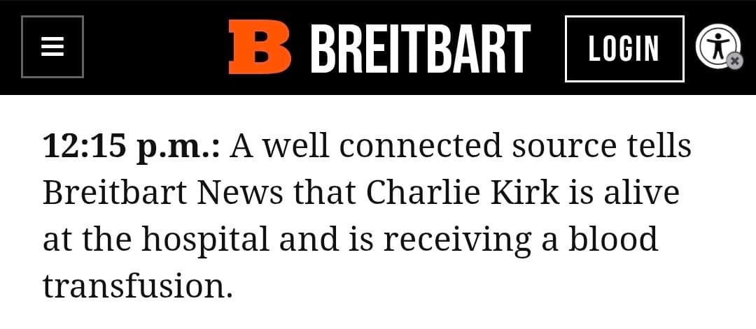 Charlie Kirk Receives Blood Transfusions, Remains in Stable Condition