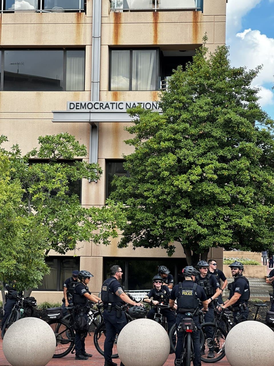 Capitol Police Heighten Security Outside DNC Headquarters Today