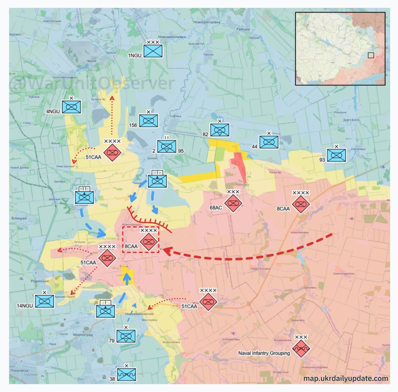 Ukraine redeploys forces as Russia moves regiments to Novotorets'ke