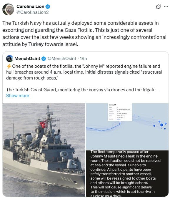Turkish Navy deploys assets to escort Gaza Flotilla amid tensions with Israel
