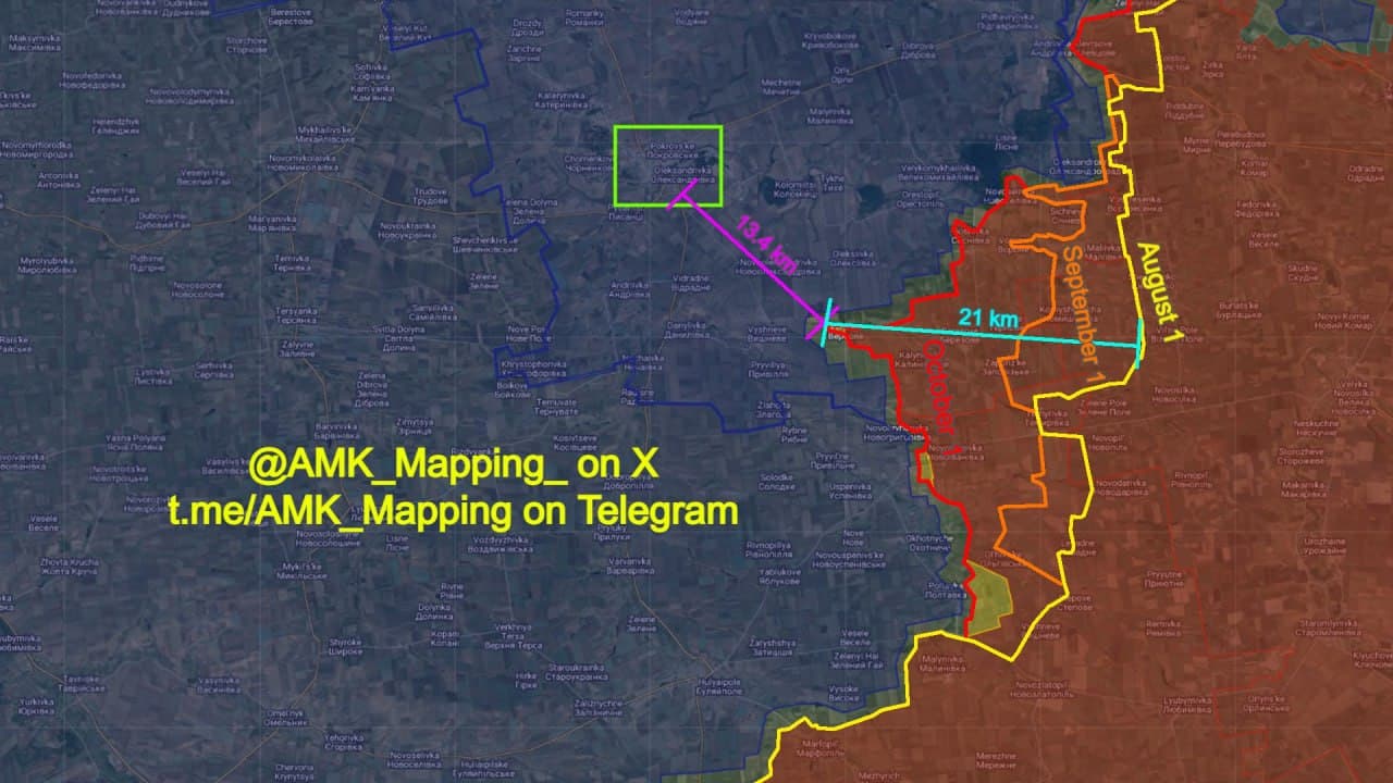Russian forces advance 21 km towards Pokrovske in Dnipropetrovsk Oblast