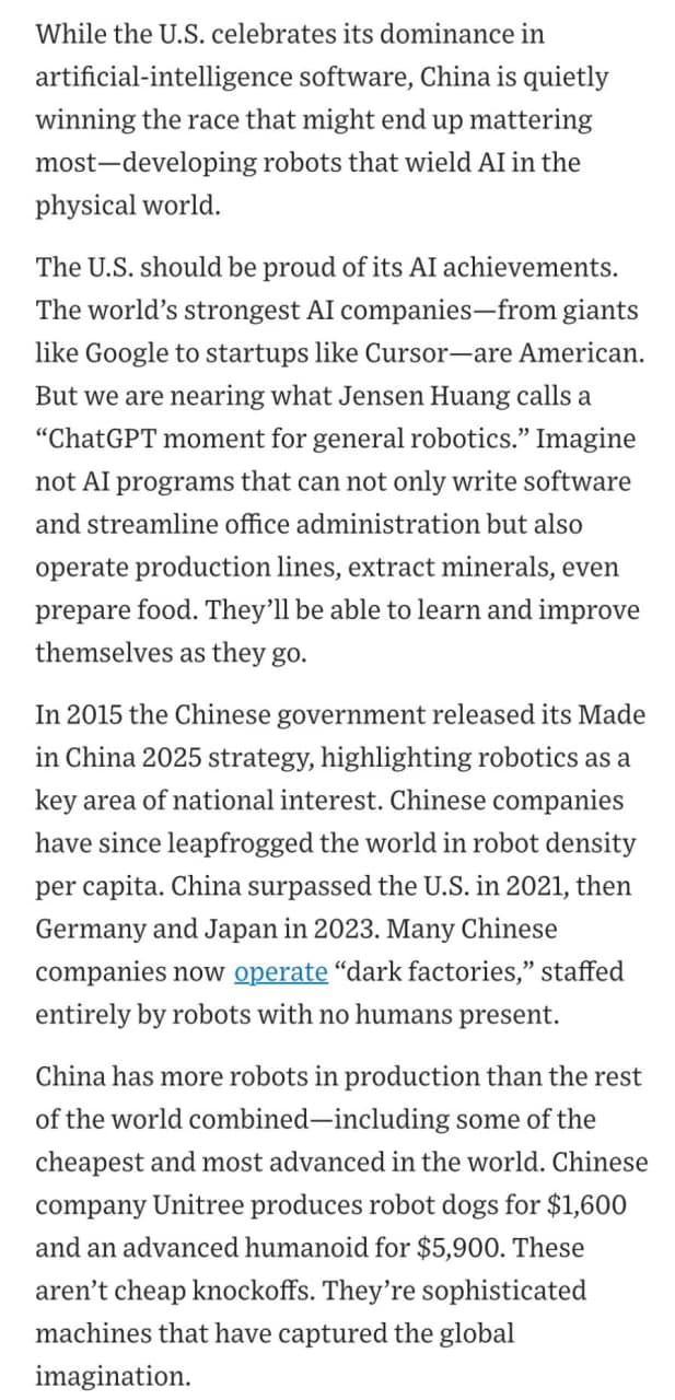 China leads in advanced robotics due to state support and low barriers