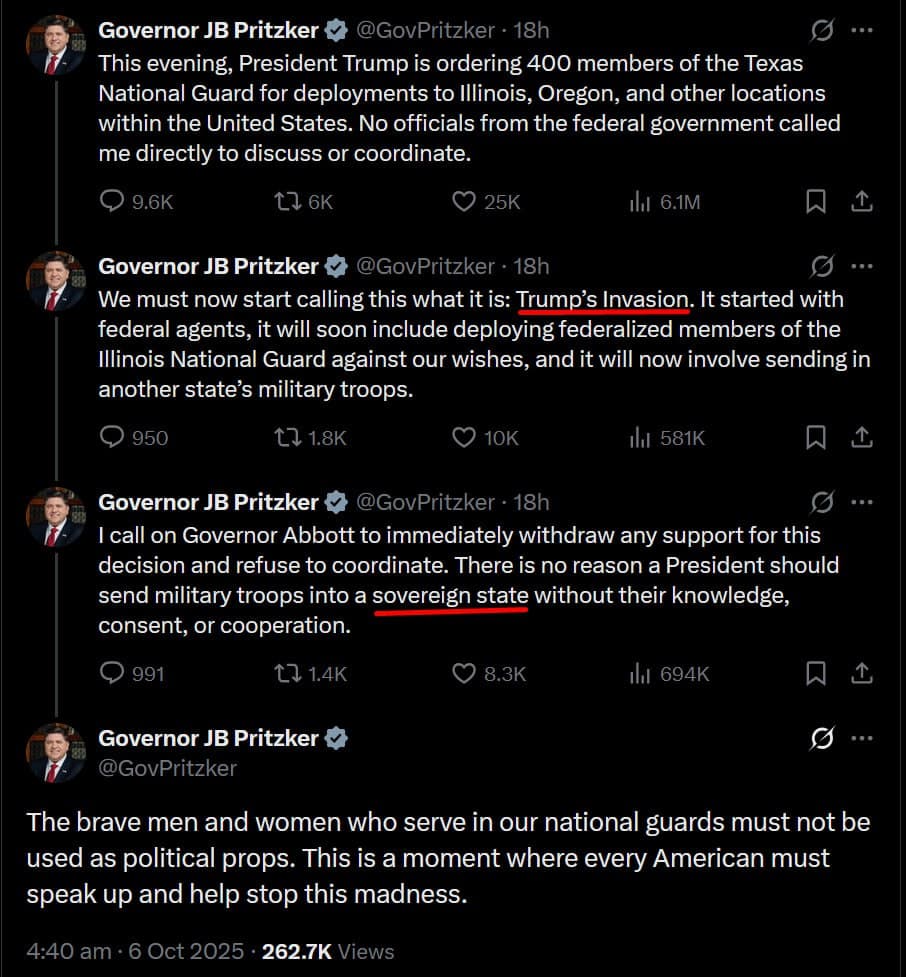 Illinois Governor Pritzker calls Trump's National Guard deployment an 'invasion'