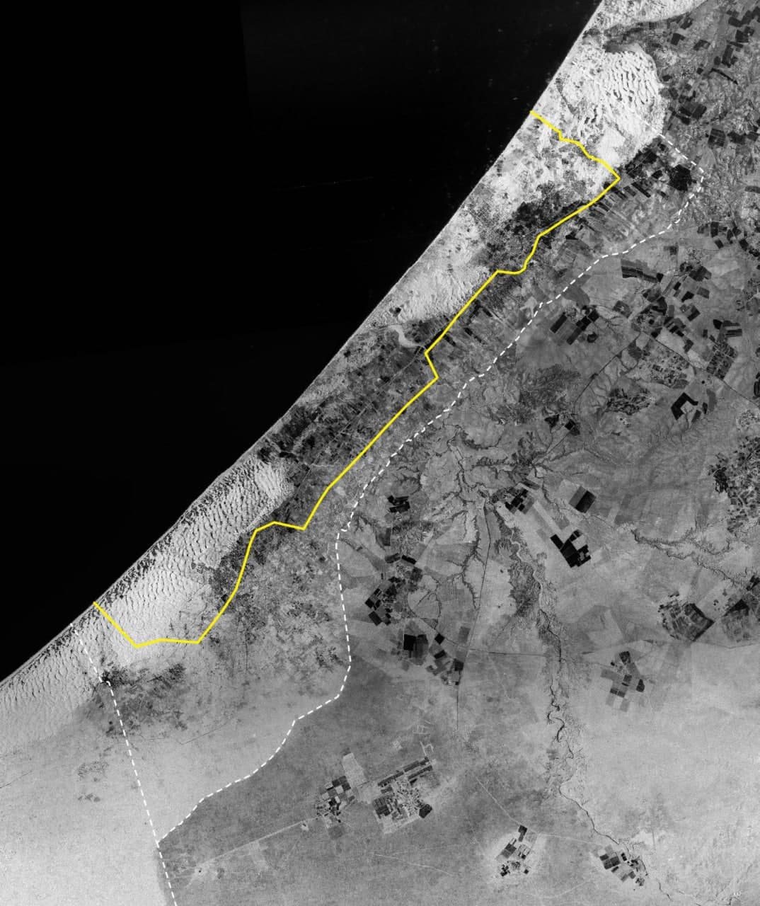 Aerial image shows Gaza's agricultural areas lost due to Israel's redeployment