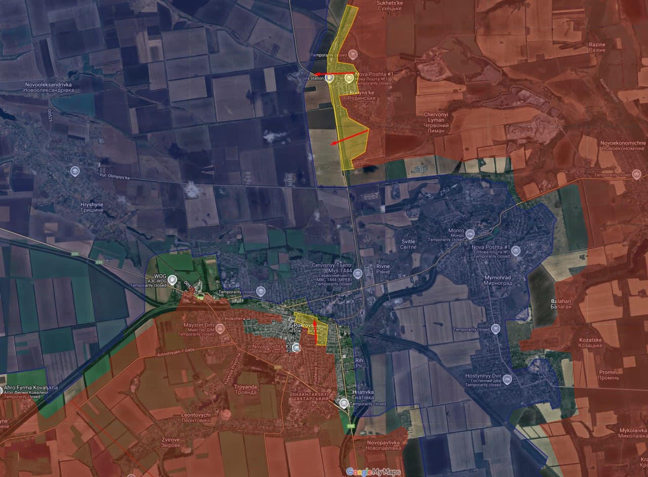 Russian troops capture Rodinskoe and advance in Pokrovsk, encircling Ukrainians