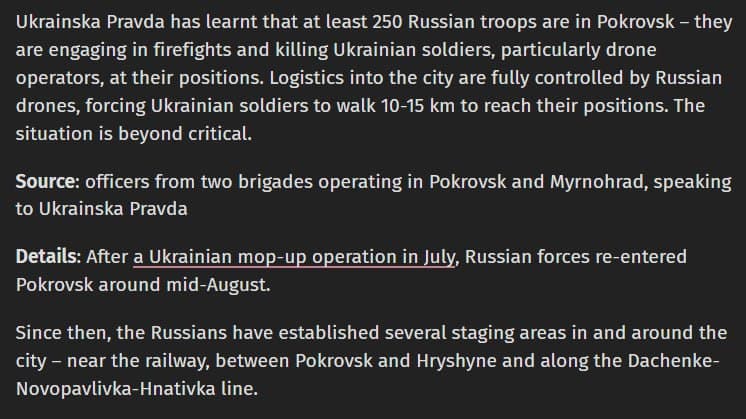 At least 250 Russian troops engage in firefights in Pokrovsk