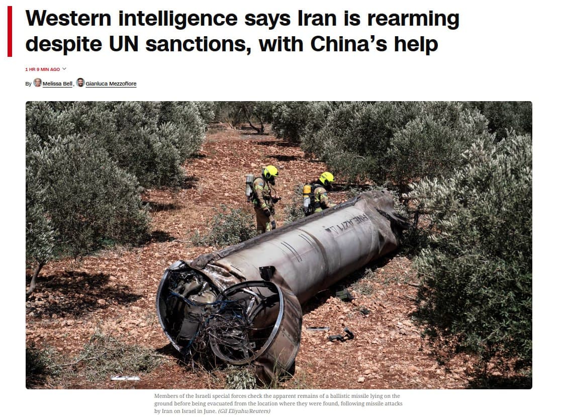 Iran receives 2,000 tons of sodium perchlorate from China for missiles