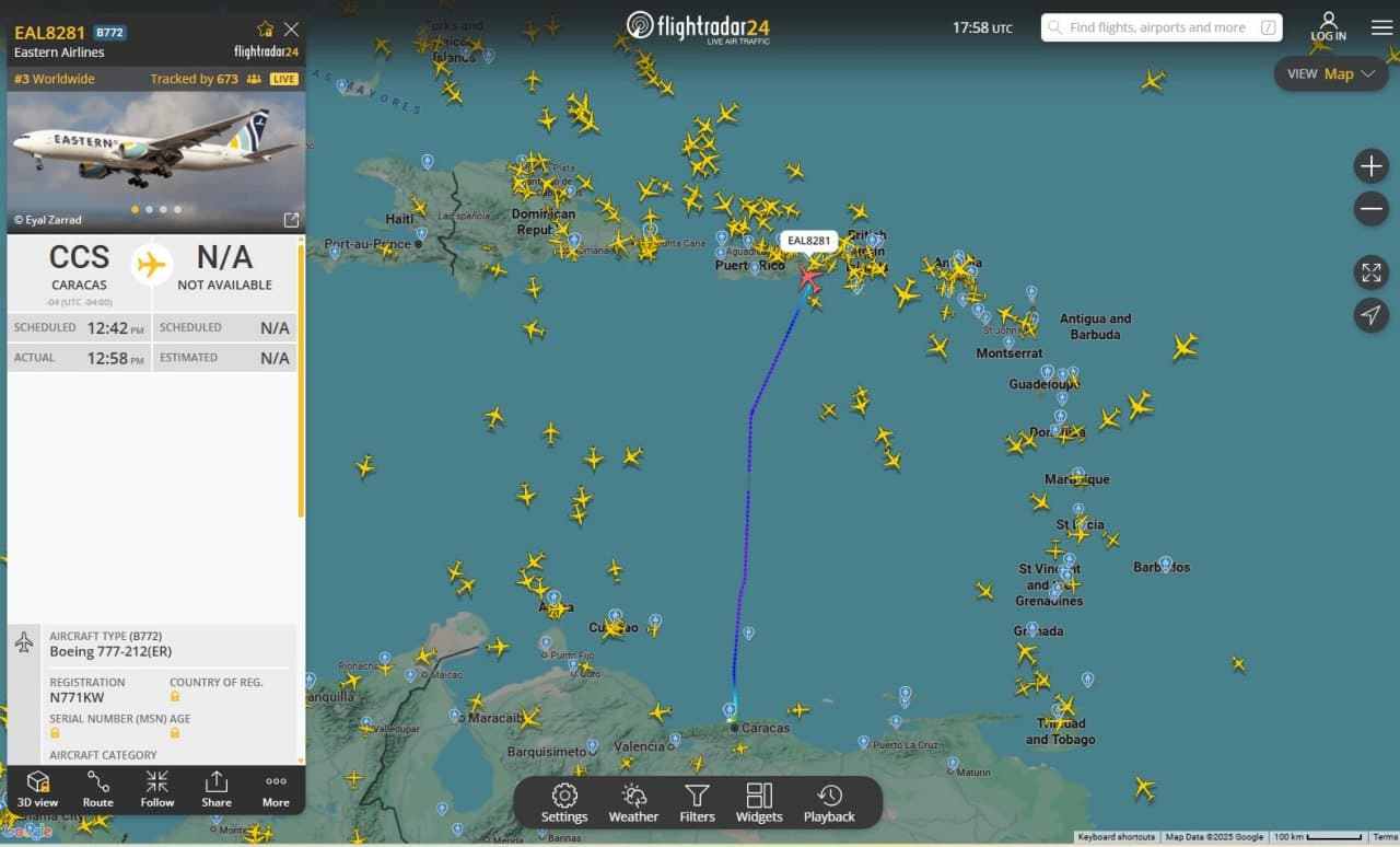 Boeing 777 likely belonging to Venezuelan government lands in Puerto Rico