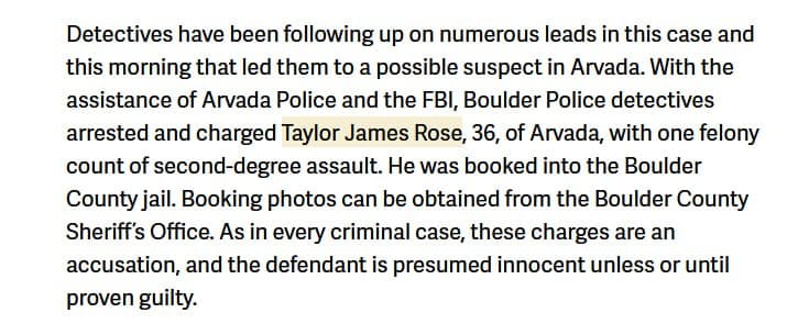 Boulder Police identify Taylor James Rose as suspect in assault case