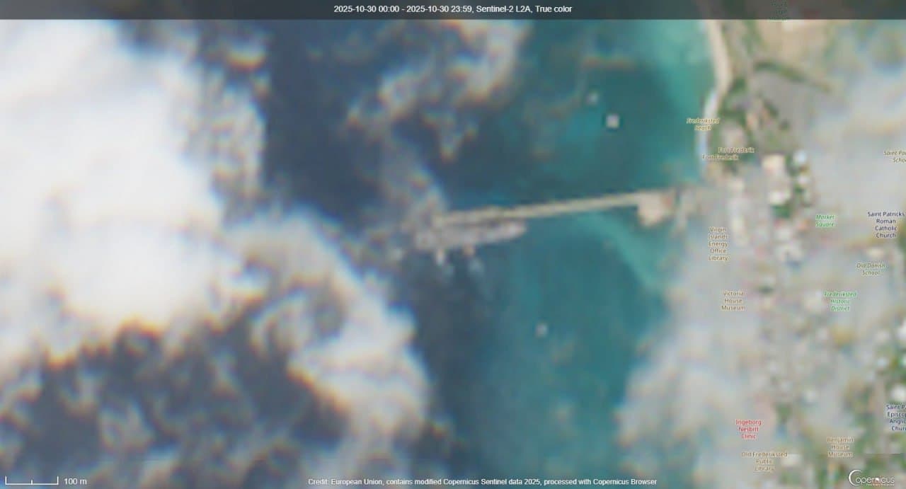 USS San Antonio (LPD-17) spotted docked in Frederiksted, St. Croix