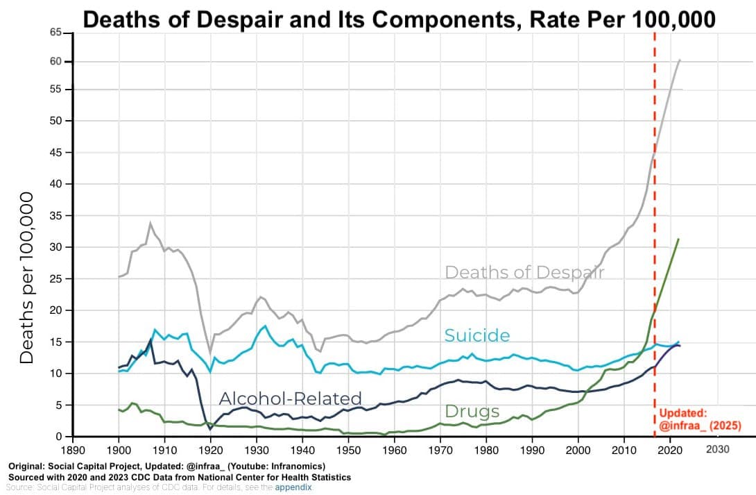 Deaths of Despair triple since Great Depression, drug overdoses up 5x