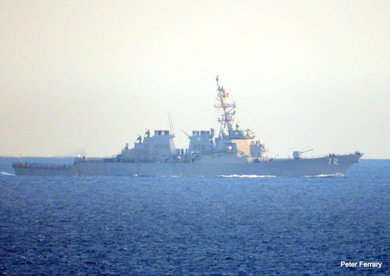 USS Mahan DDG 72 passes Strait of Gibraltar westbound on Oct 31, 2025