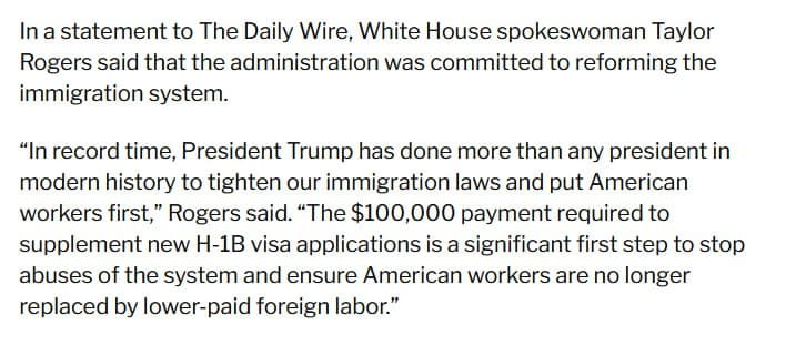 Trump Administration addresses H1-B and Chinese student comments