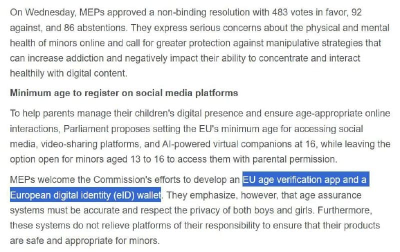 European Parliament votes for age verification on social media use