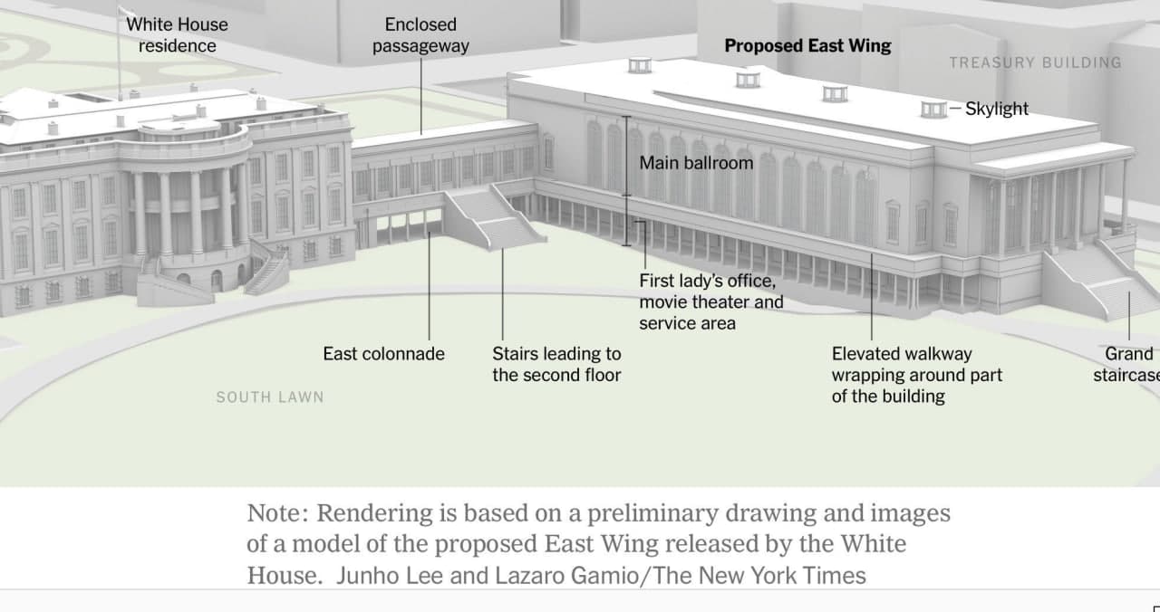 Trump's East Wing ballroom proposal would exceed White House size