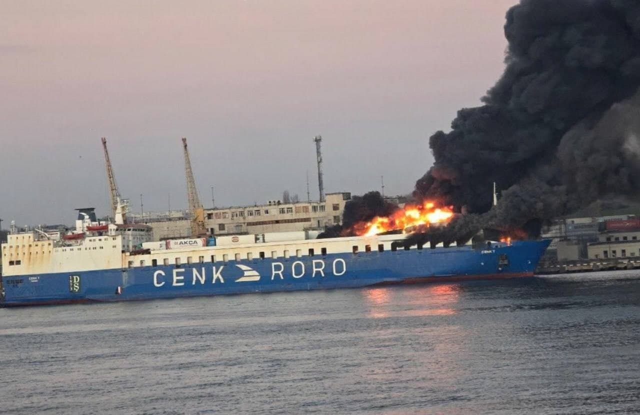 Russian kamikaze drone strikes Turkish cargo ship CENK T at Odesa Port