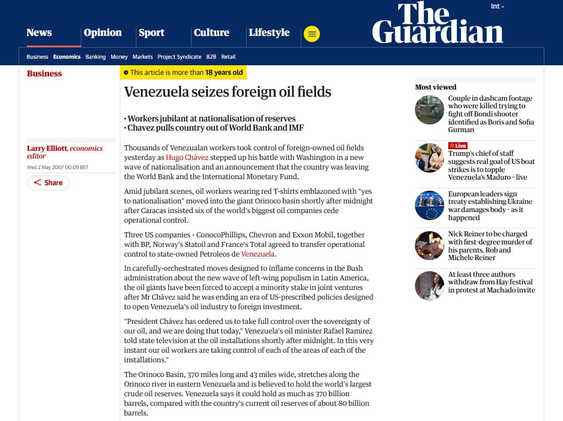 Venezuela seizes foreign oil fields, nationalizes operations