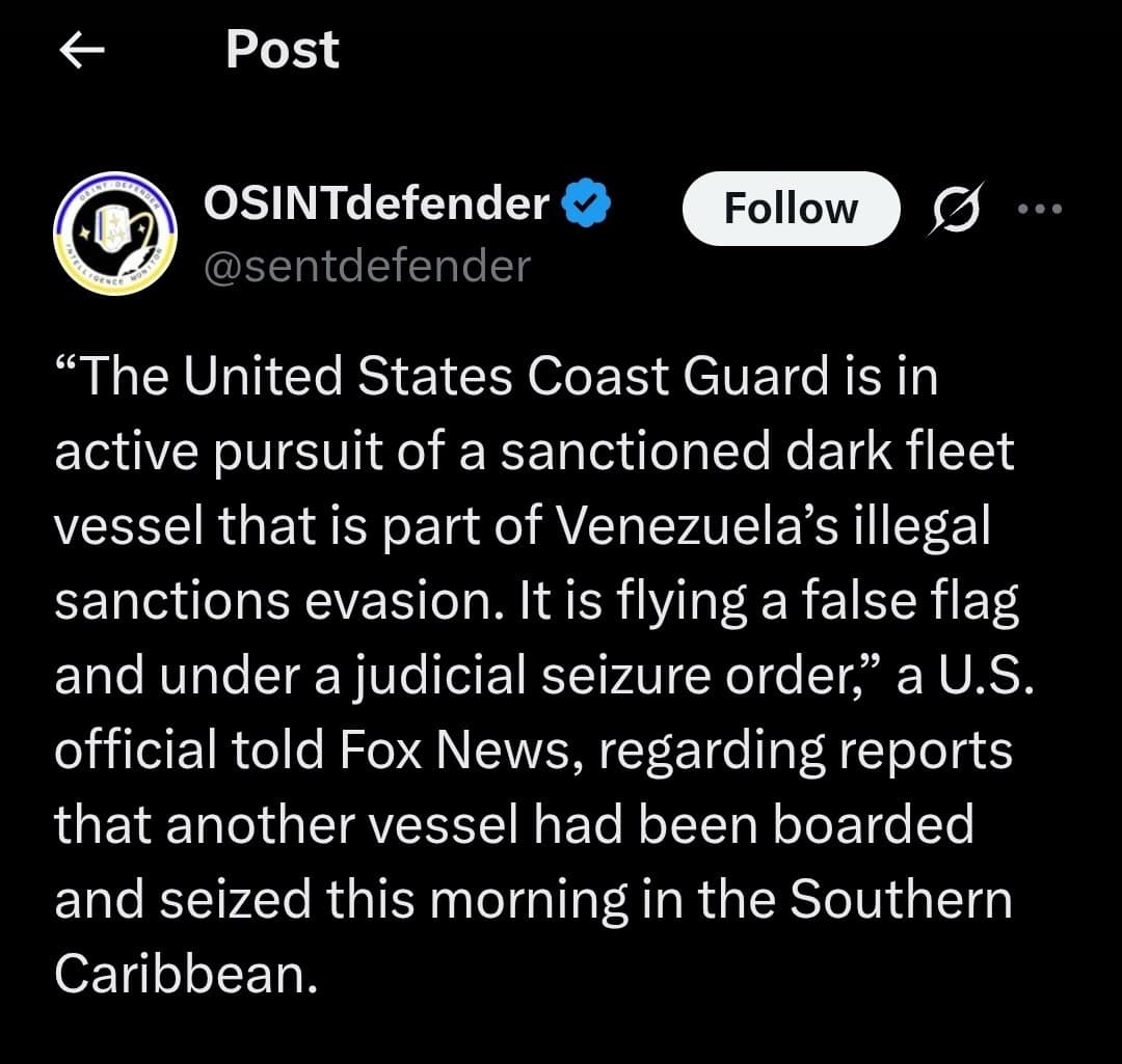 U.S. Coast Guard pursues sanctioned vessel evading Venezuela sanctions