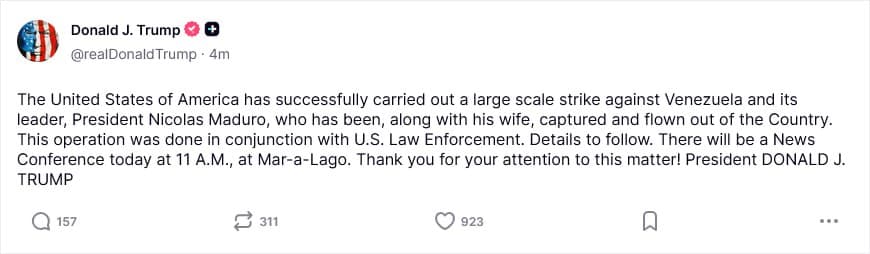 U.S. captures Venezuela's President Nicolas Maduro in large-scale strike