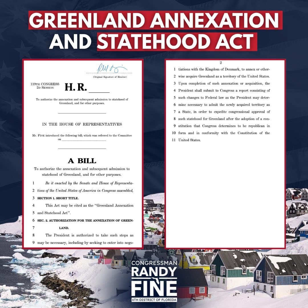 Congressman Randy Fine introduces bill to annex Greenland
