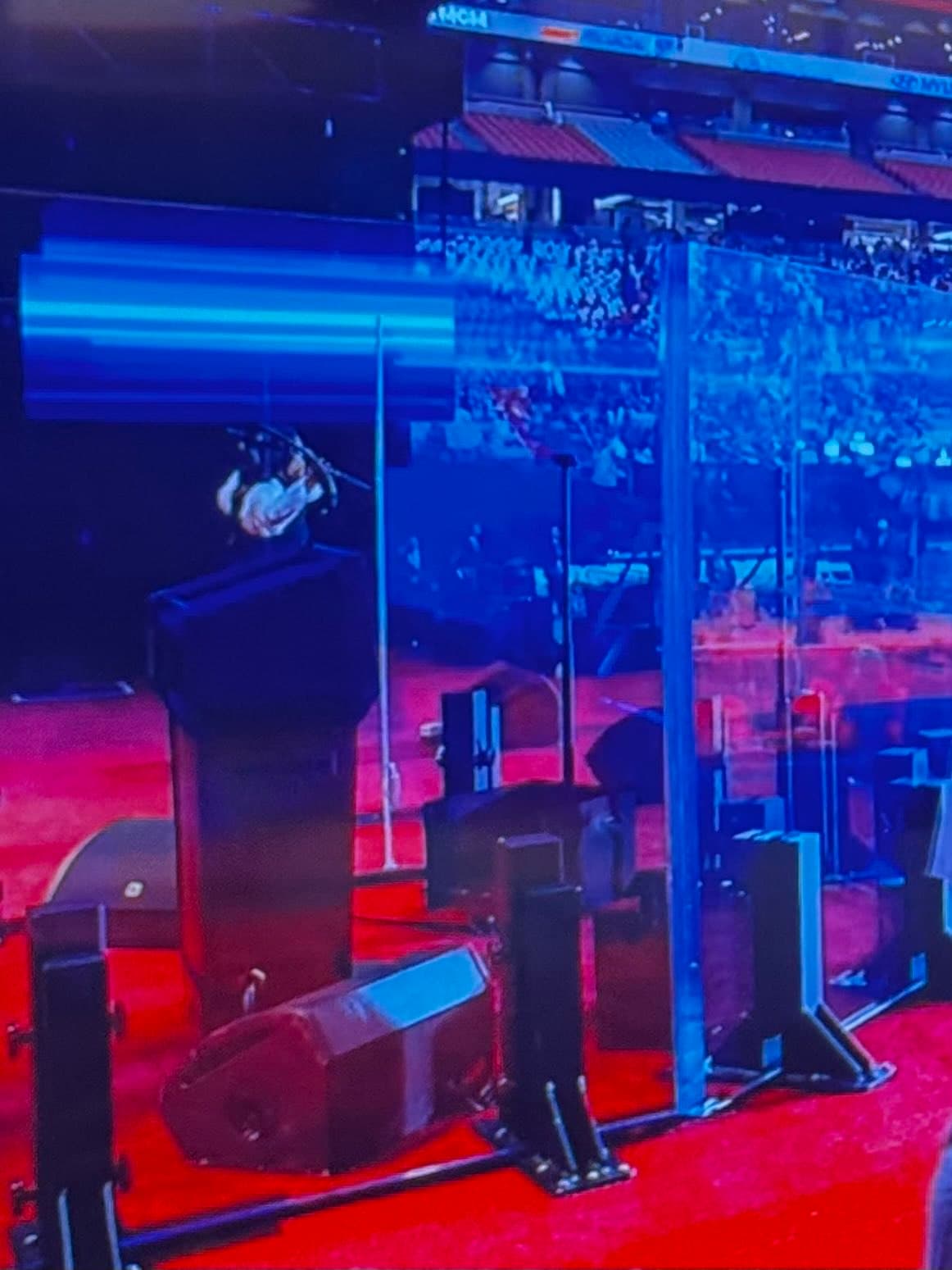 Podium at Charlie Kirk’s funeral enclosed in bulletproof glass