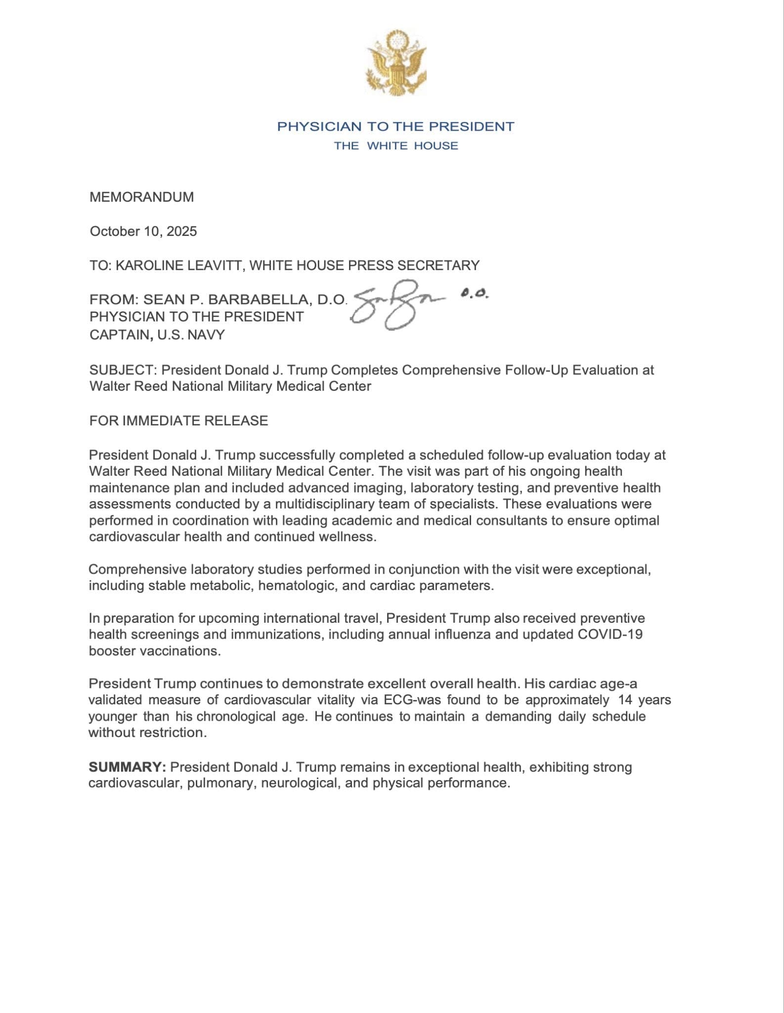 President Donald Trump receives COVID-19 mRNA booster and flu shot