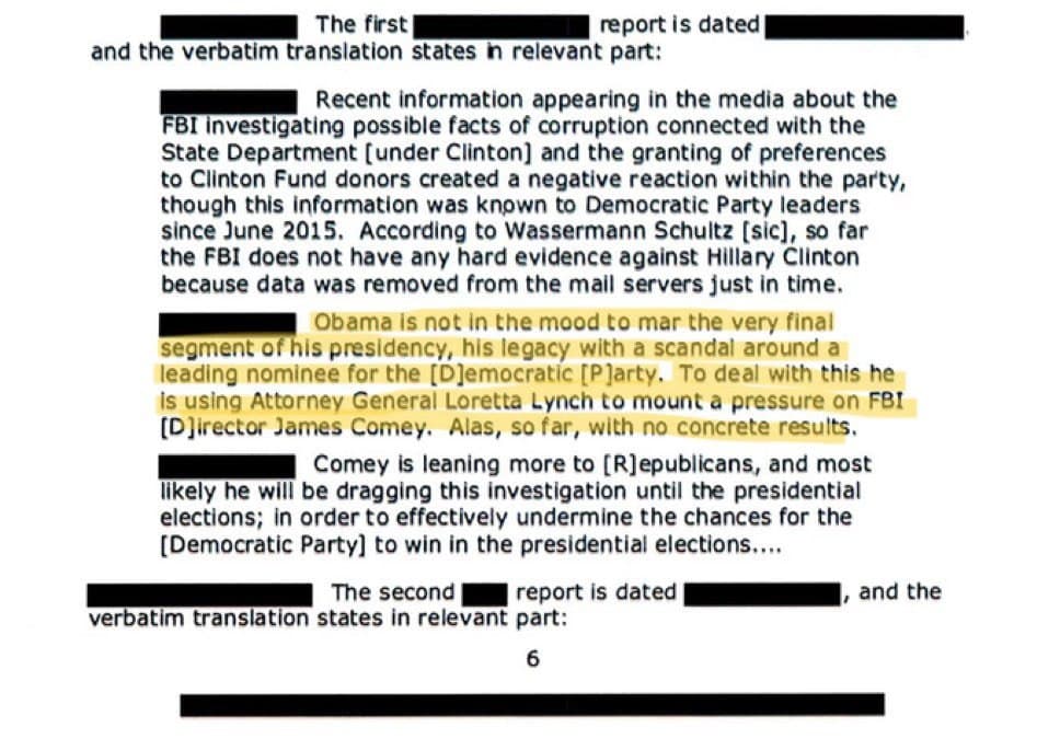 Declassified report claims Obama ordered Comey to conceal Clinton email probe