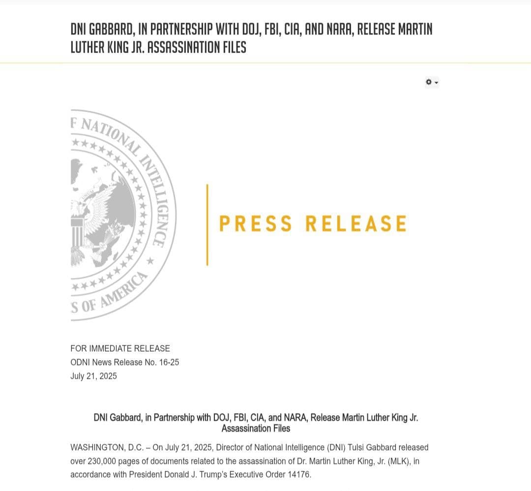 Trump Unveils 230,000 Pages of Classified MLK Assassination Documents, Shaking Historical Narrative