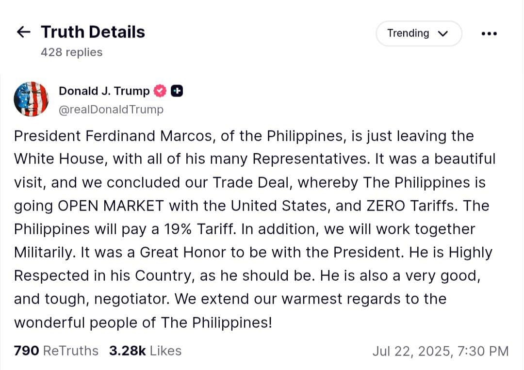 Trump Secures Zero Tariff Trade Deal with Philippines, Boosting Military Ties