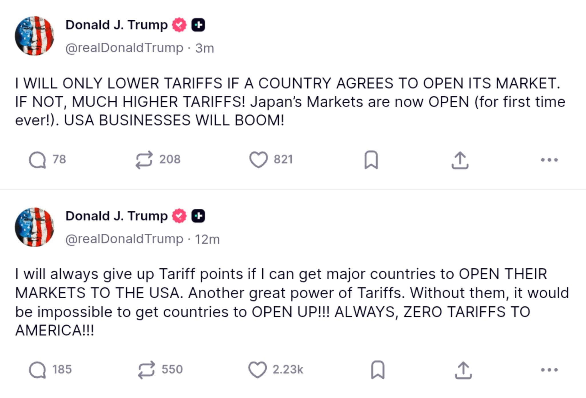 Trump Vows to Lower Tariffs in Exchange for Open Markets, Declares Japan’s Trade Access a Game Changer