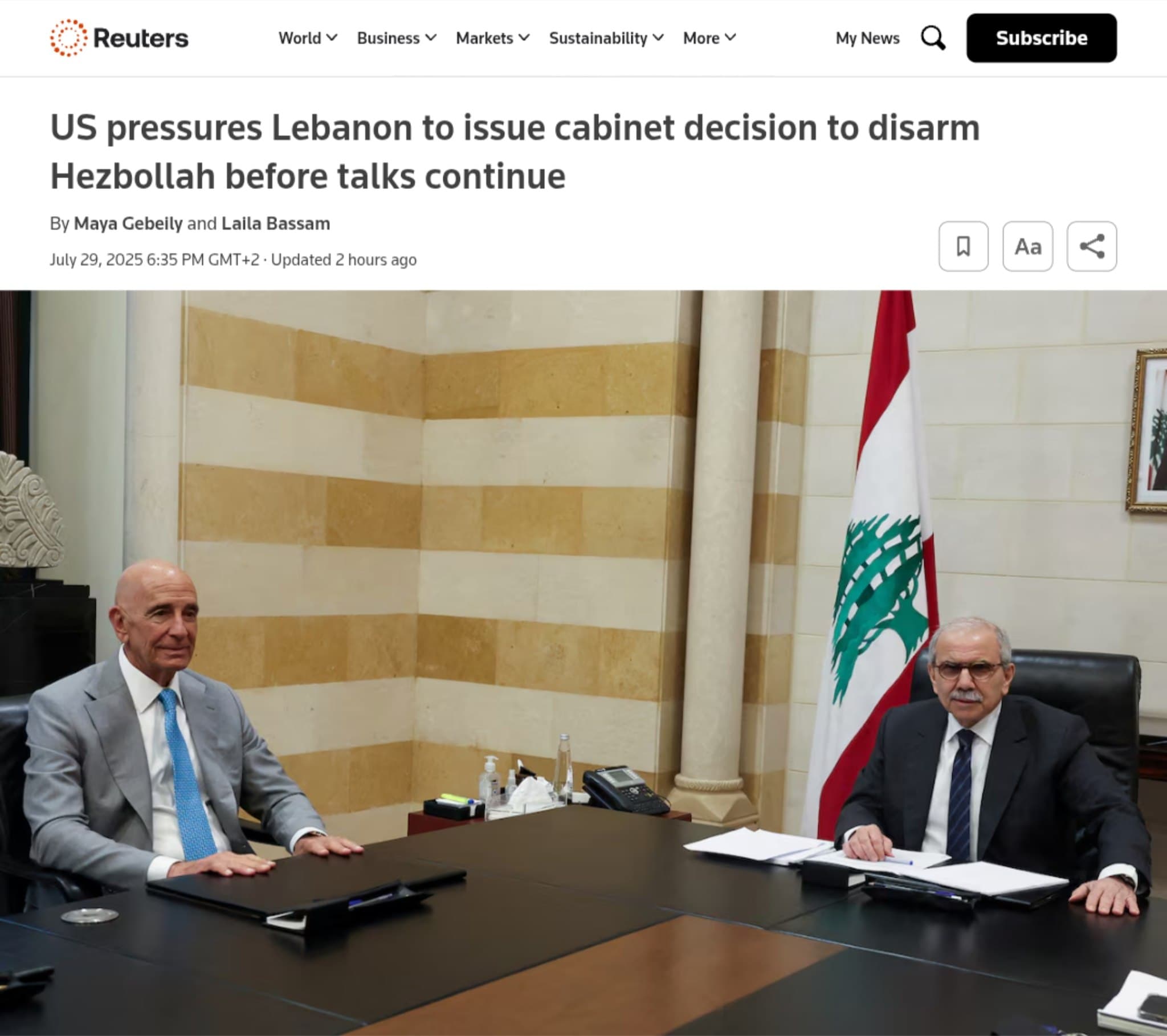U.S. Demands Lebanon Disarm Hezbollah to Resume Talks, Pressure Mounts Amid Escalating Conflict