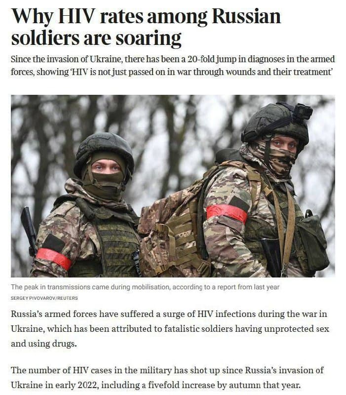 HIV Rates Surge 4000% in Russian Army Amid Crisis of Unprotected Sex and Infected Recruits