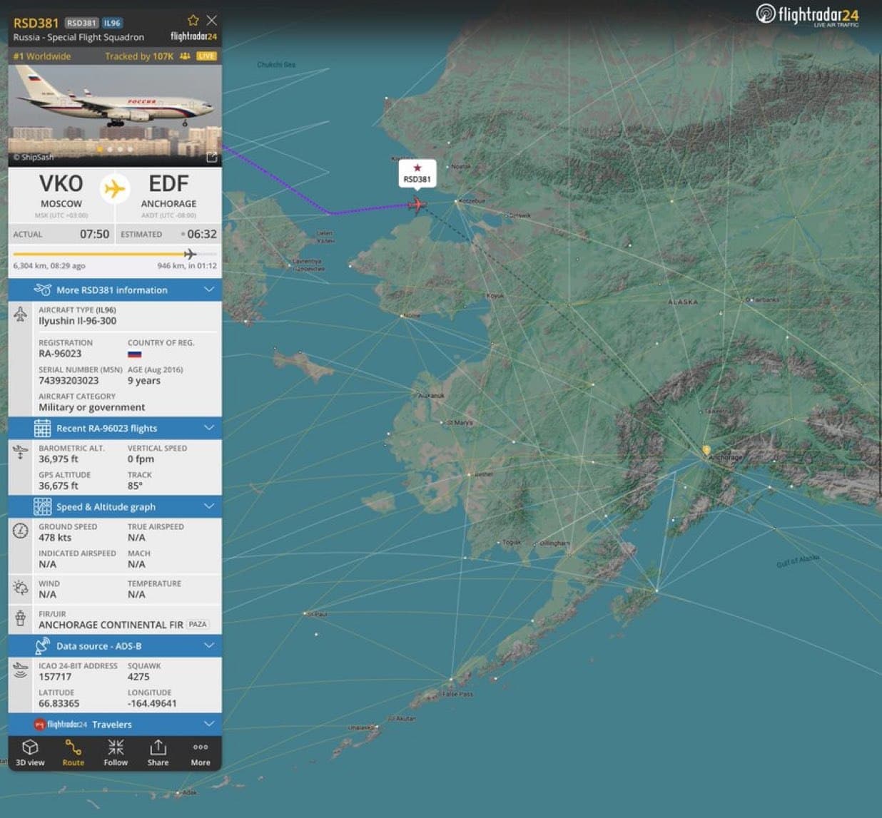 Russian Delegation Enters U.S. Airspace for High-Stakes Summit in Anchorage